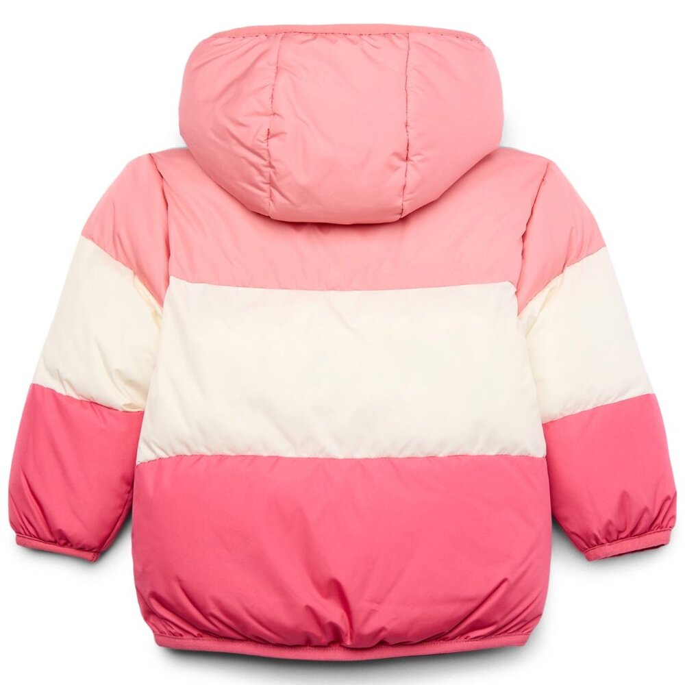 ❄️ Swiss Tech Baby Girls Size 12M Pink White Striped Puffer Coat Jacket NEW - Picture 3 of 3